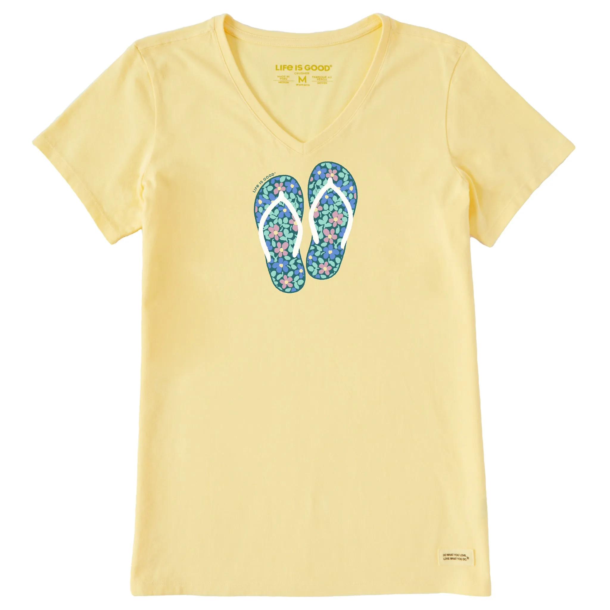 Women's Flower Flips Short Sleeve Crusher Vee