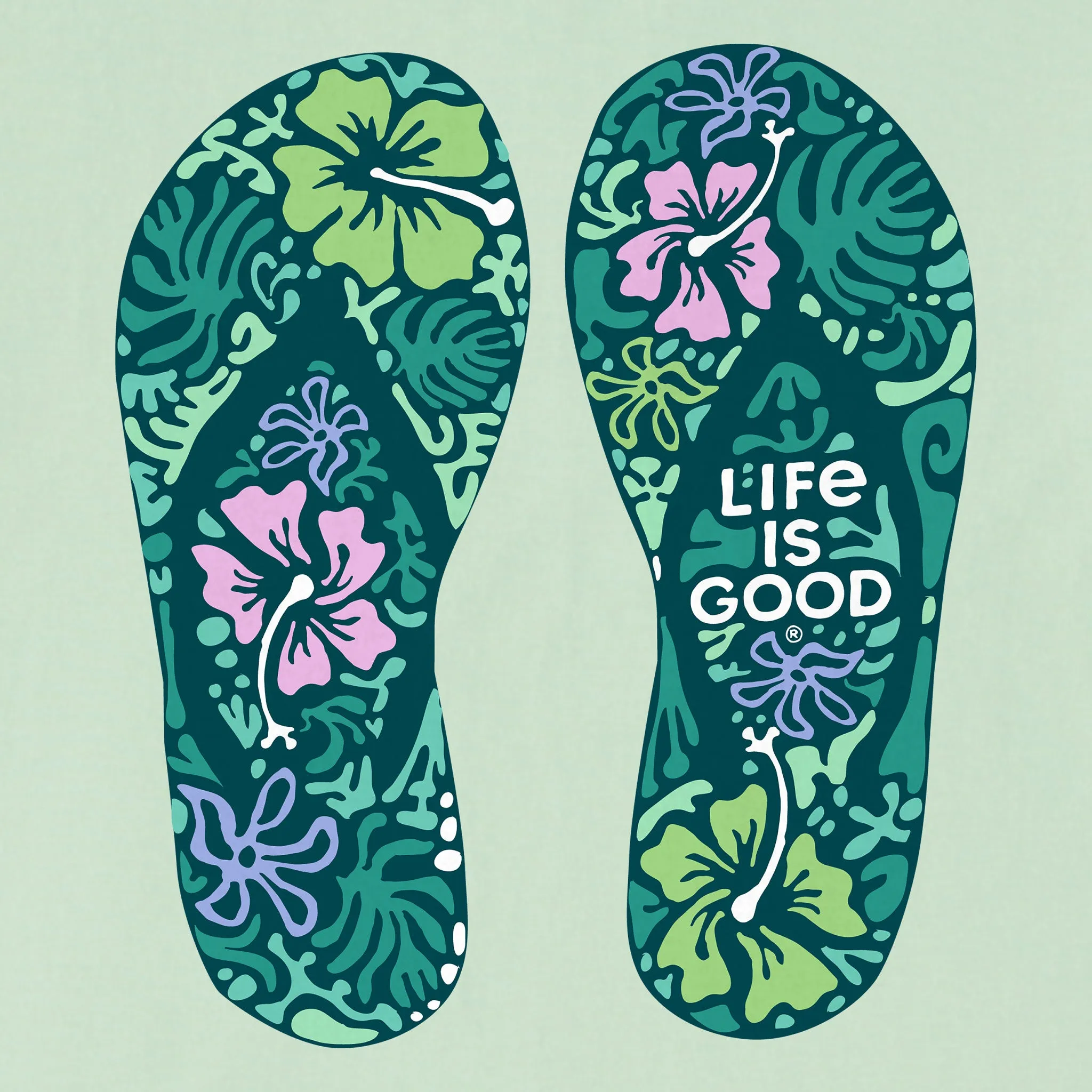 Women's Hibiscus Flip Flops Short Sleeve Crusher Tee