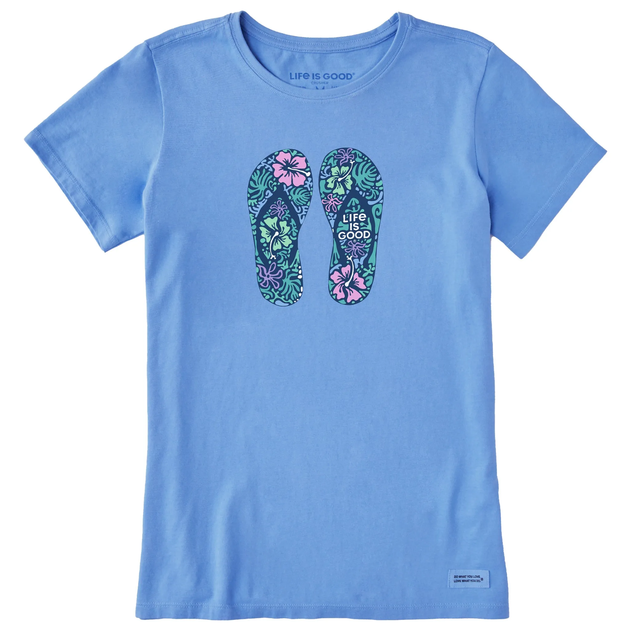 Women's Hibiscus Flip Flops Short Sleeve Crusher Tee