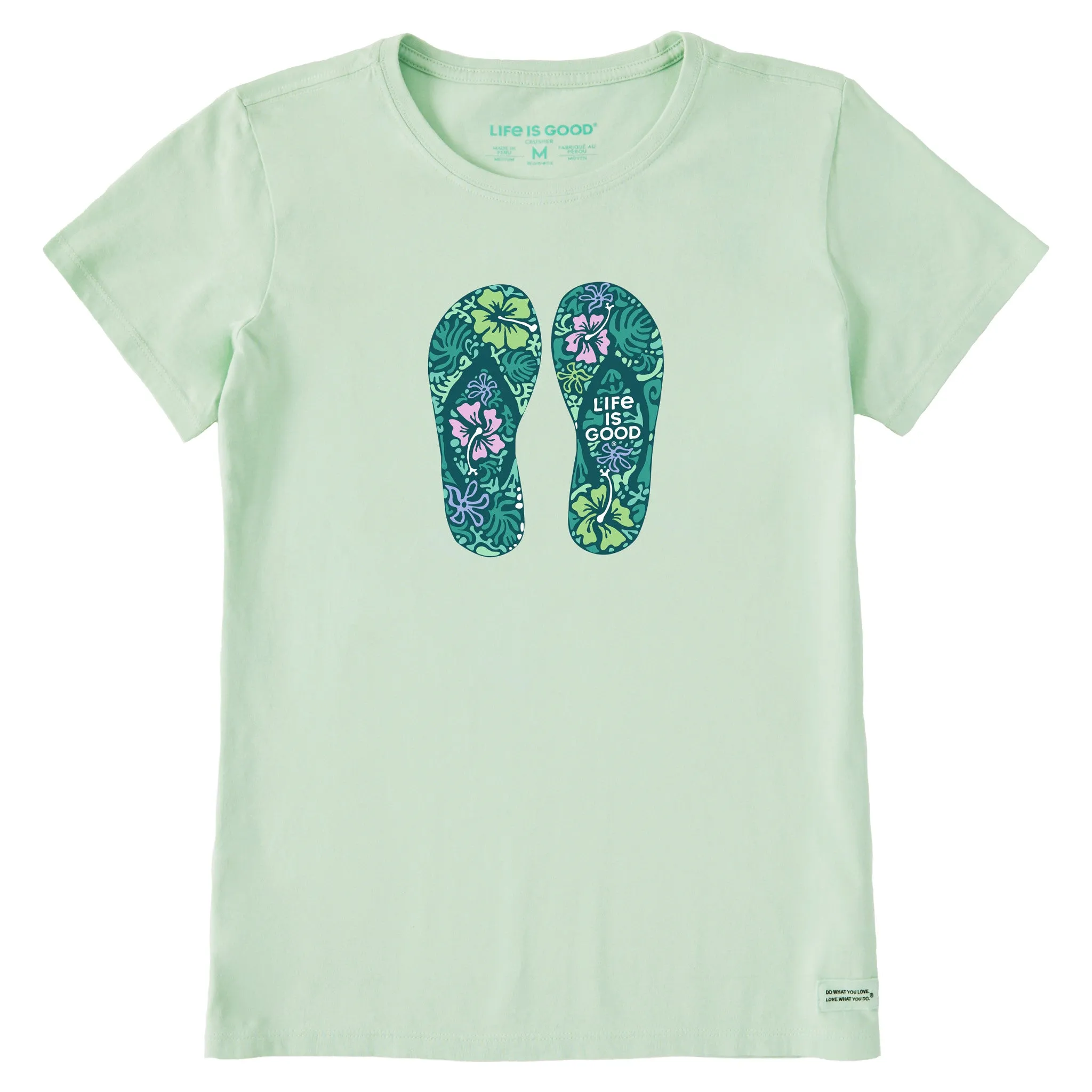 Women's Hibiscus Flip Flops Short Sleeve Crusher Tee