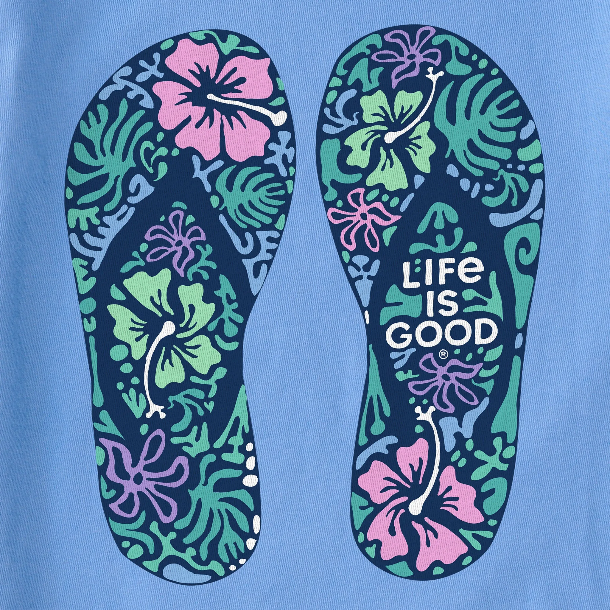 Women's Hibiscus Flip Flops Short Sleeve Crusher Tee