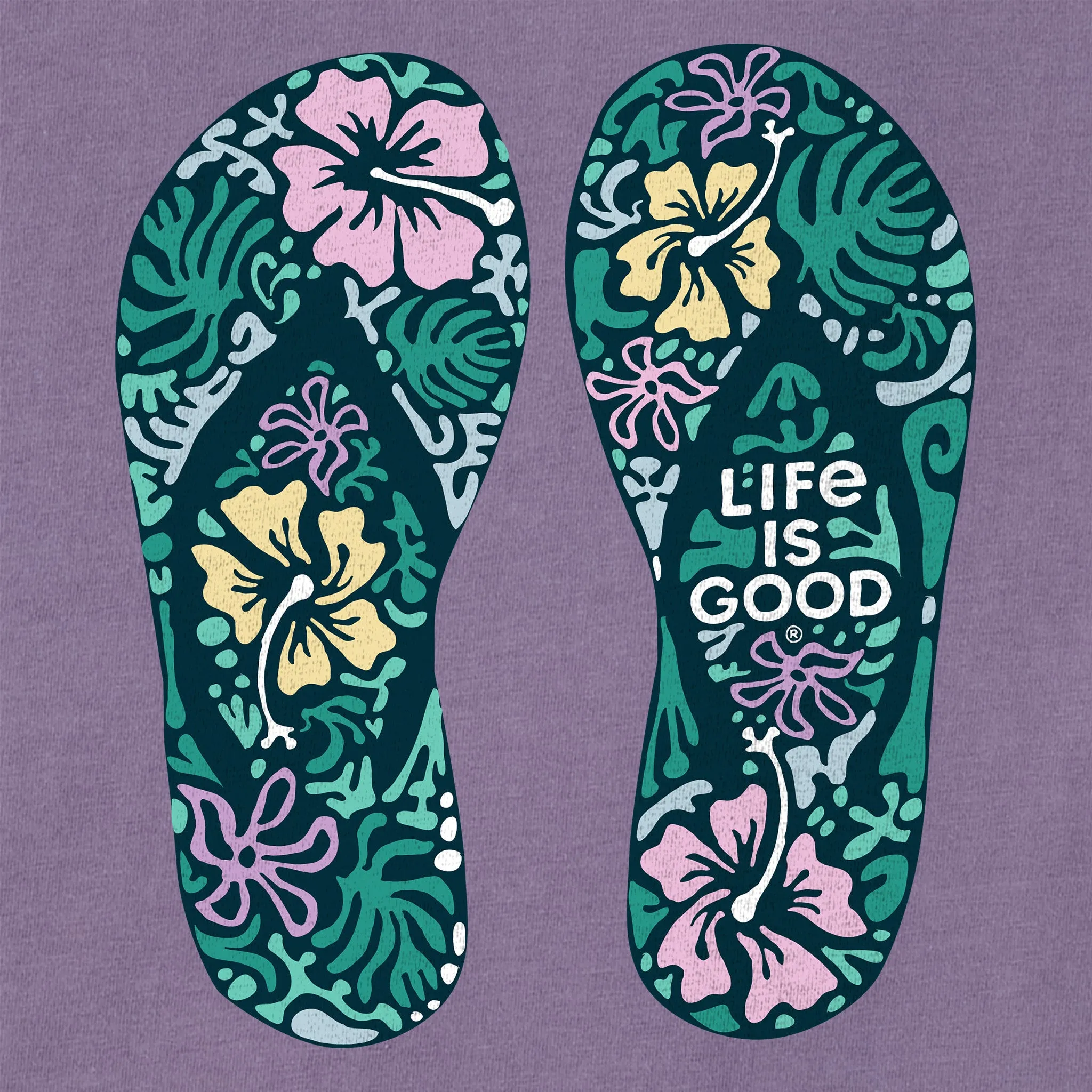 Women's Hibiscus Flip Flops Short Sleeve Crusher Tee