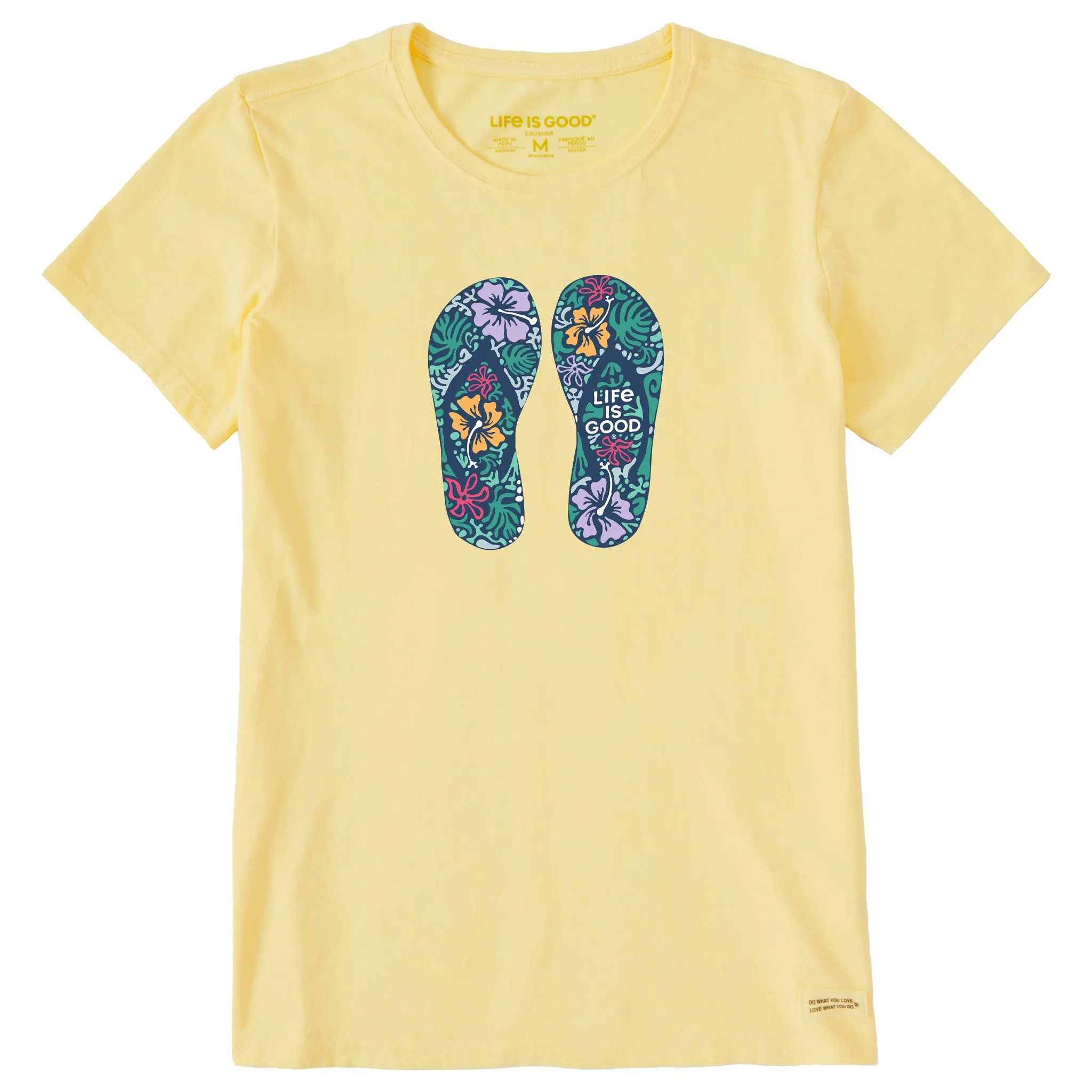 Women's Hibiscus Flip Flops Short Sleeve Crusher Tee