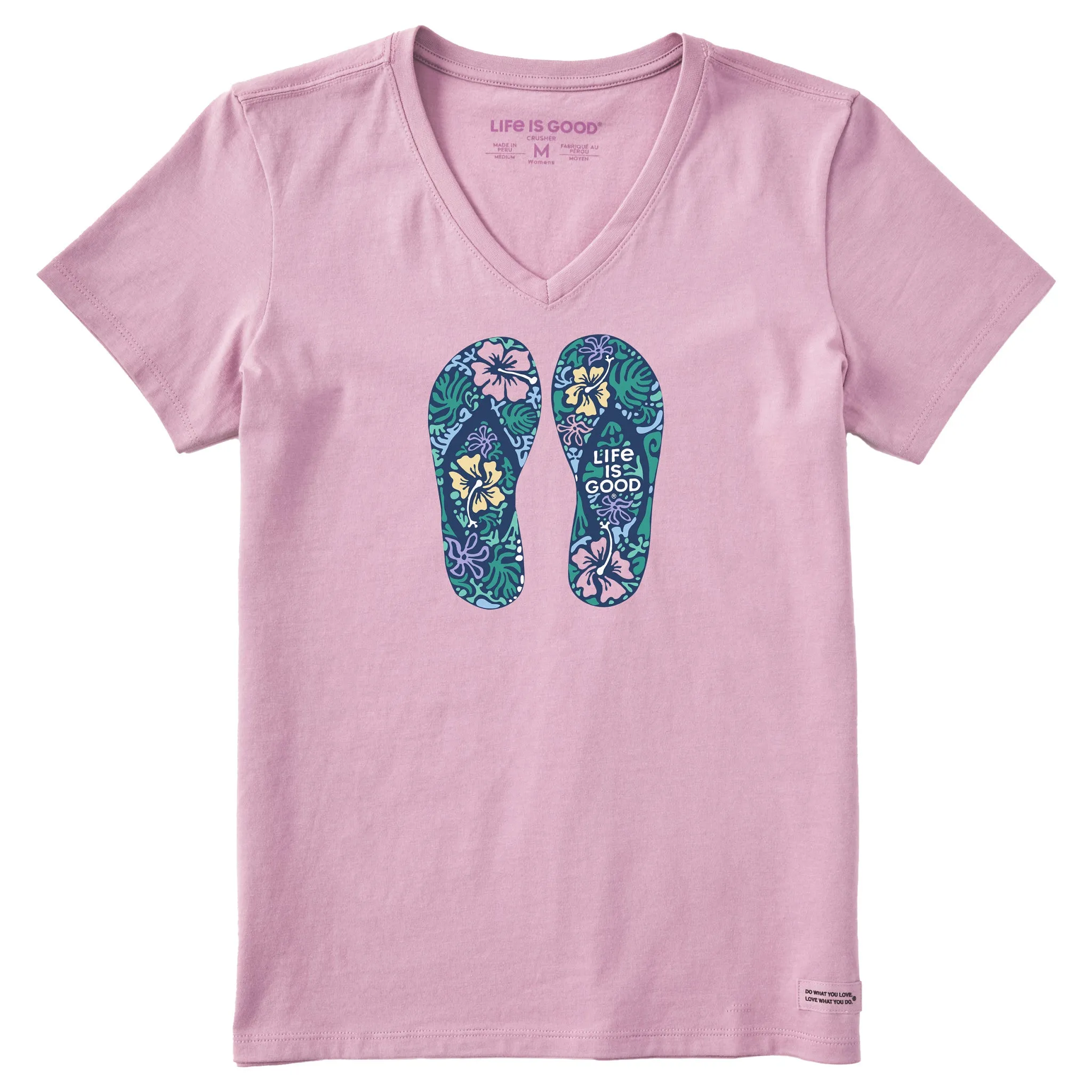 Women's Hibiscus Flip Flops Short Sleeve Vee