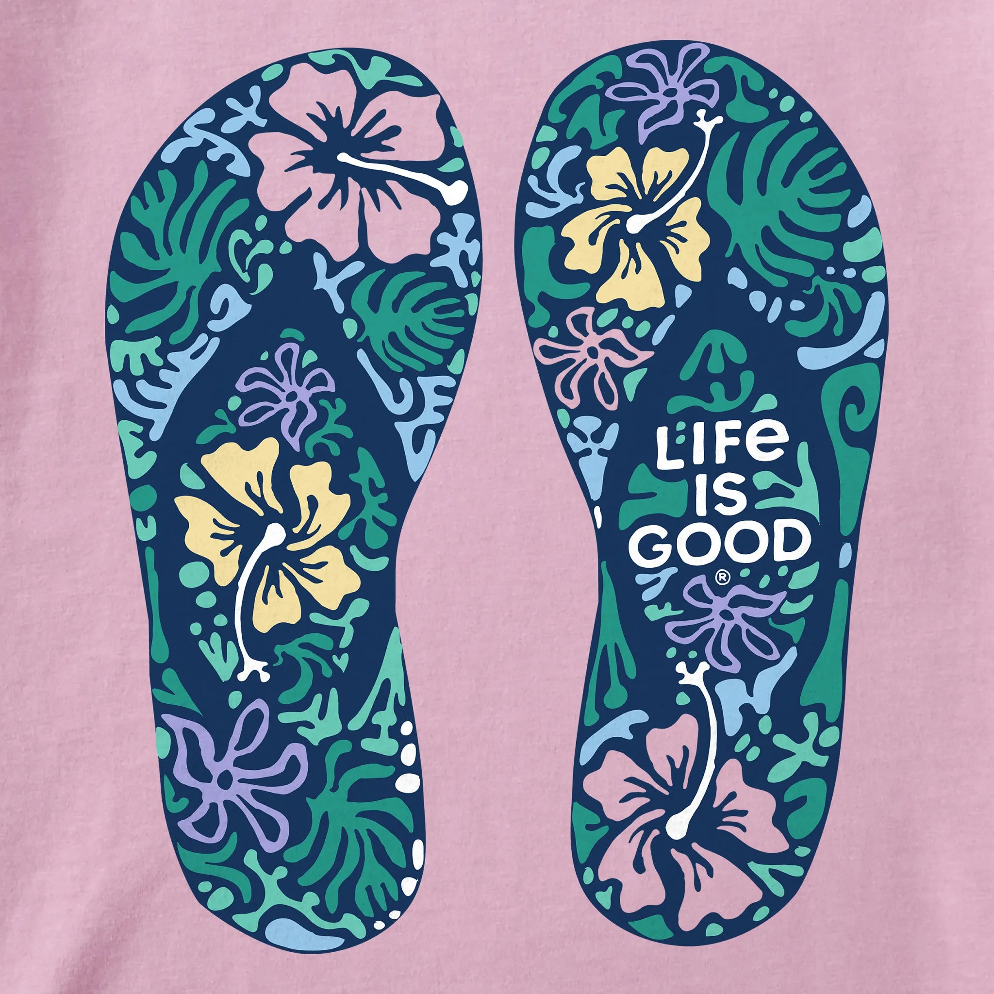 Women's Hibiscus Flip Flops Short Sleeve Vee