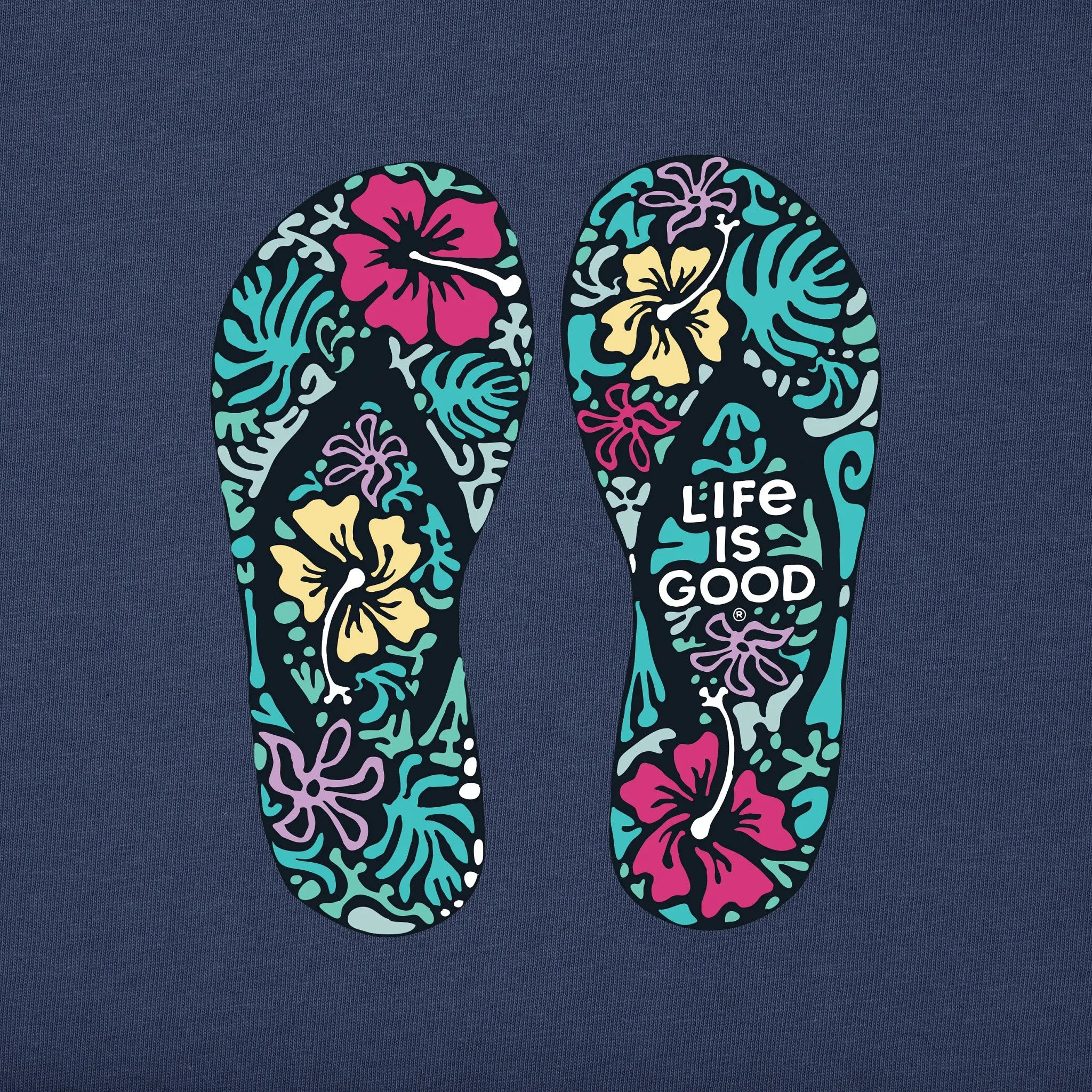 Women's Hibiscus Flip Flops Short Sleeve Vee