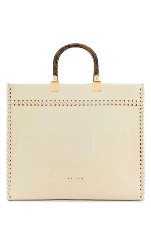 Women's Sunshine Medium Tote Bag, Raffia & Tan Leather in Camelioro | 8BH386AHW4